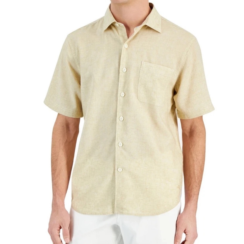 Tommy Bahama Men Sand Desert Linen Blend Short Sleeve Button Down Shirt Sz XXXL